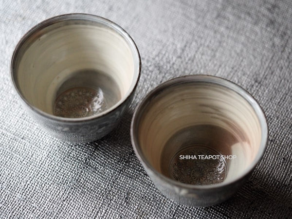 Toraku Flower Mishima Pattern Cup Pair (2 cups)