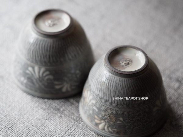 Toraku Flower Mishima Pattern Cup Pair (2 cups)