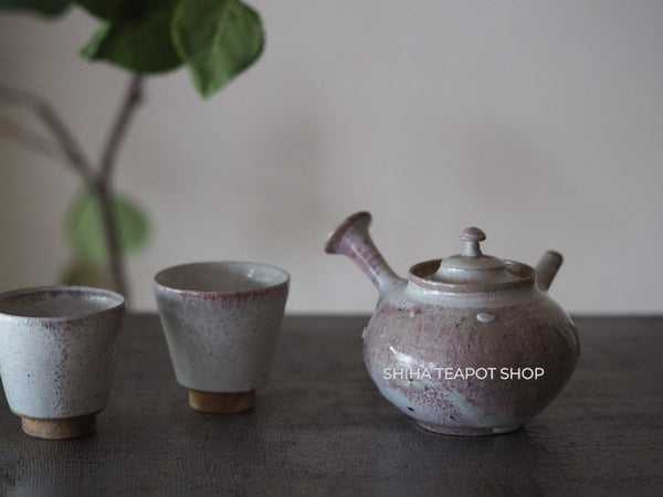 Tokoname Sou Yamada Wood fired White Shell Teapot + 2 cups 山田想 YS11-2