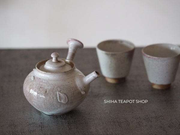 Tokoname Sou Yamada Wood fired White Shell Teapot + 2 cups 山田想 YS11-2