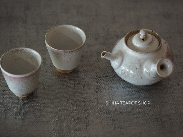 Tokoname Sou Yamada Wood fired White Shell Teapot + 2 cups 山田想 YS11-2
