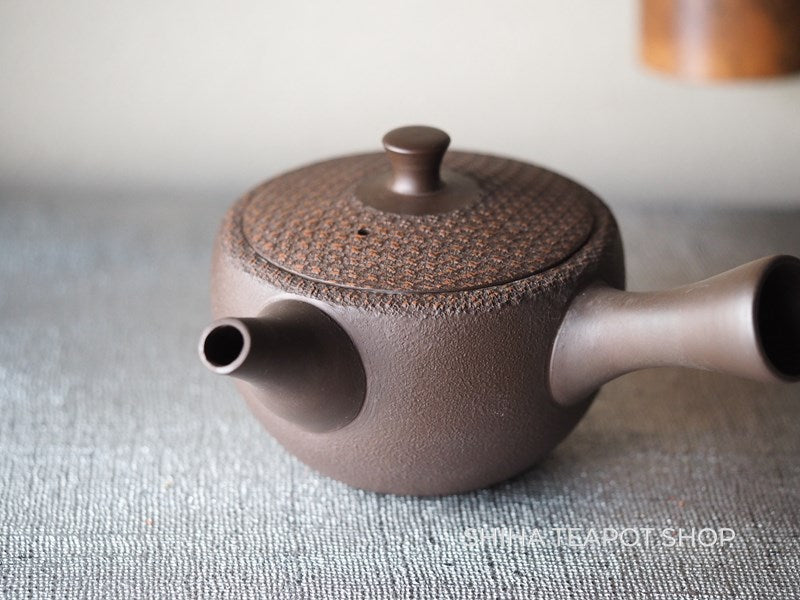 Tokoname SHUHO Iron-textured Black Clay Teapot Kyusu 秋峰 SH03