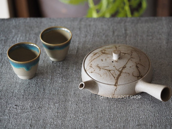 JINSHU Flat White Mogake Seaweed Tokoname Kyusu 甚秋藻掛 JN59