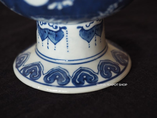 Vintage: Haisen-  Blue and White Porcelain Wash Bowl White Rabbit