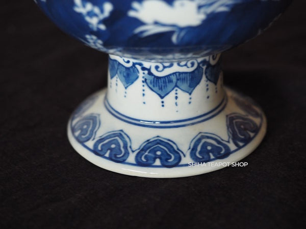 Vintage: Haisen-  Blue and White Porcelain Wash Bowl White Rabbit