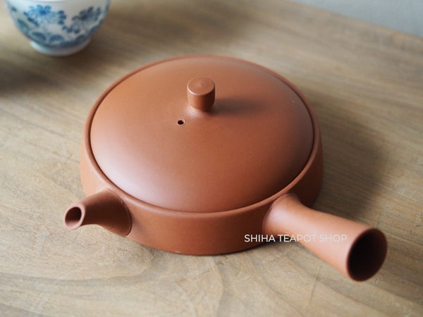 Ito Seiji (JINSHU)  Red Clay Flat  Tokoname Kyusu Teapot Unglazed (Wood Box )
