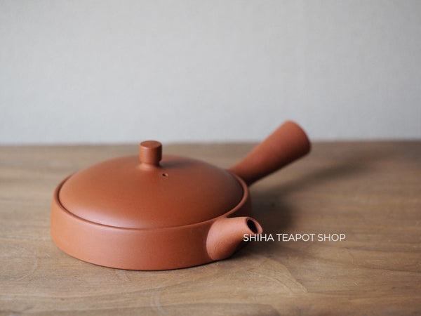 Ito Seiji (JINSHU)  Red Clay Flat  Tokoname Kyusu Teapot Unglazed (Wood Box )