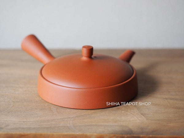 Ito Seiji (JINSHU)  Red Clay Flat  Tokoname Kyusu Teapot Unglazed (Wood Box )