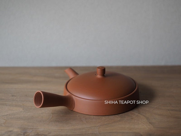 Ito Seiji (JINSHU)  Red Clay Flat  Tokoname Kyusu Teapot Unglazed (Wood Box )