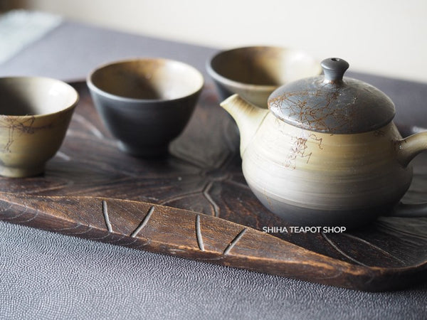 Hakusan Seaweed Green Smoked Black Kyusu and Cup Set 白山常滑