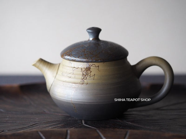 Hakusan Seaweed Green Smoked Black Kyusu and Cup Set 白山常滑