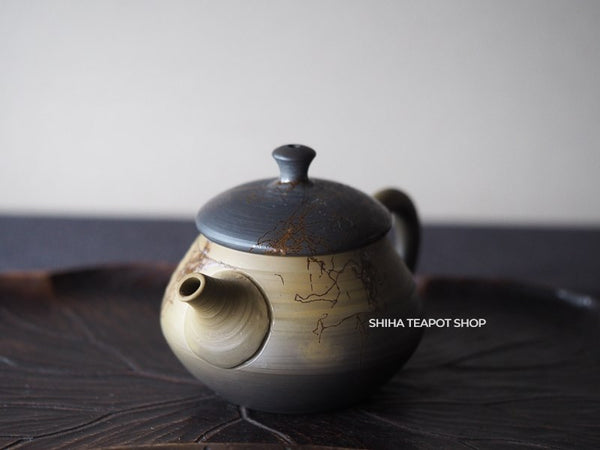 Hakusan Seaweed Green Smoked Black Kyusu and Cup Set 白山常滑