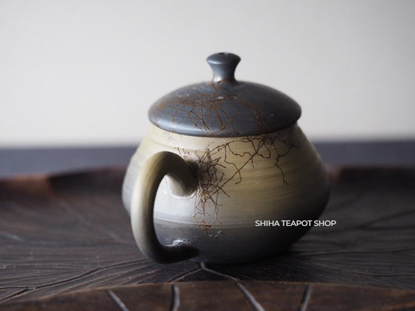 Hakusan Seaweed Green Smoked Black Kyusu and Cup Set 白山常滑