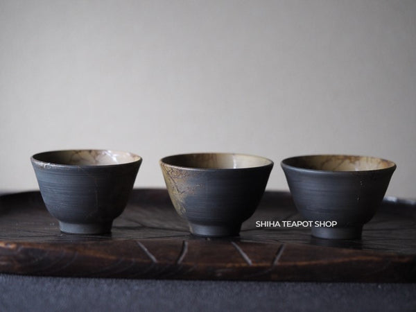 Hakusan Seaweed Green Smoked Black Kyusu and Cup Set 白山常滑