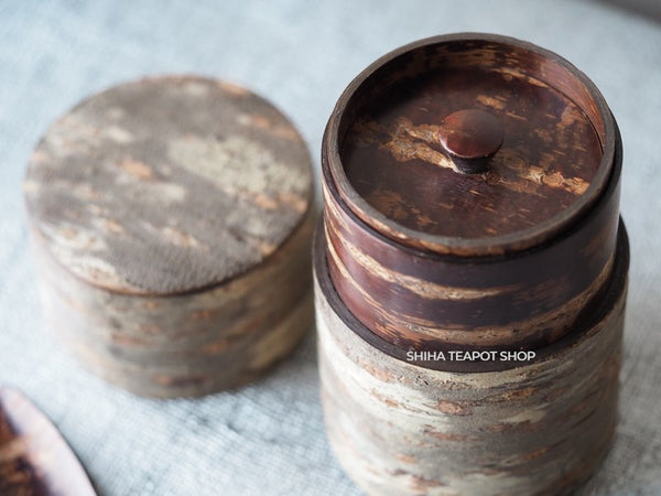 Cherry Tree Bark Tea Leaf Canister & Tea Leaf Spoon KB19