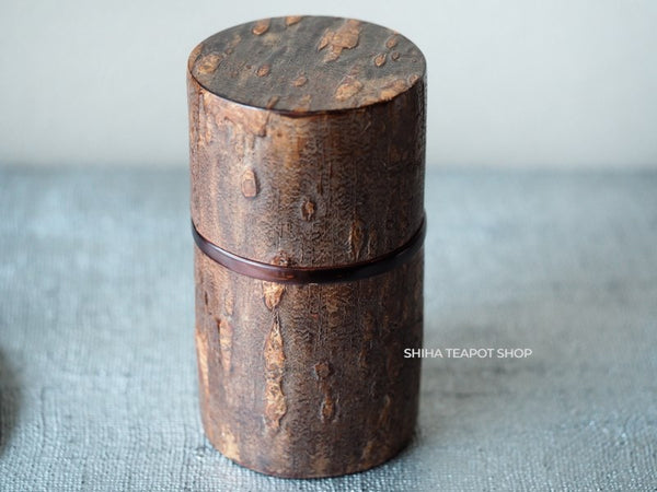 Akita Cherry Tree Bark Tea Canister Master Craftsman Arakawa Made - with spoon AR32