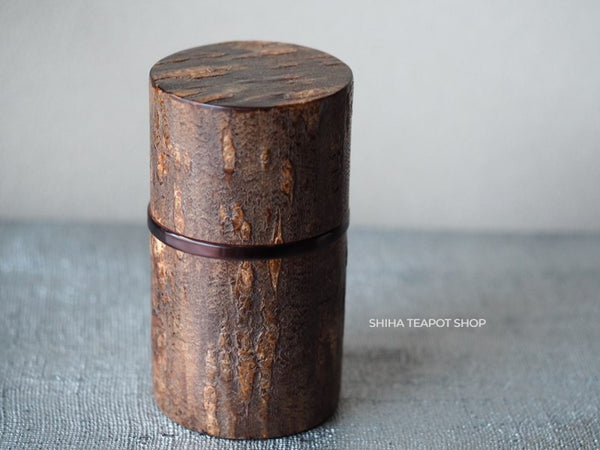 Akita Cherry Tree Bark Tea Canister Master Craftsman Arakawa Made - with spoon AR32