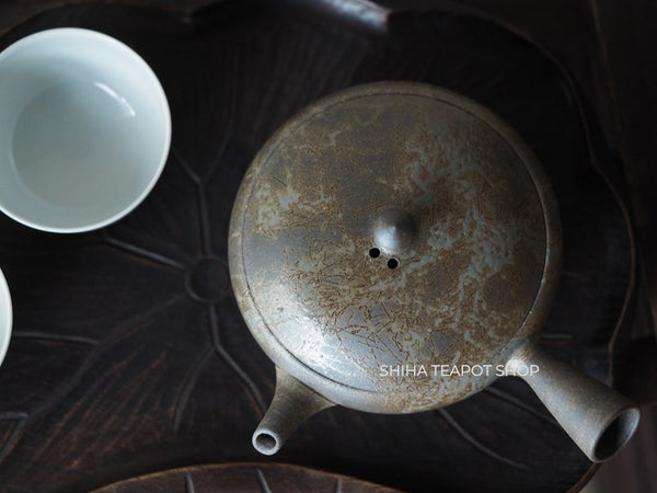 YOKEI MIZUNO YK19 Flat Mogake Seaweed Tokoname Kyusu Teapot  水野陽景藻掛
