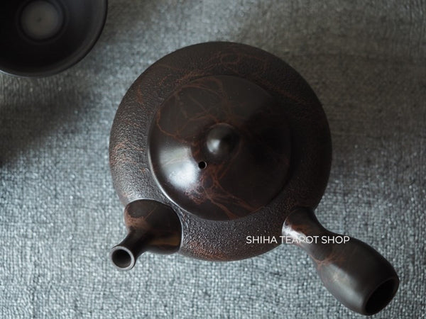 KOSHIN  Black Red Marble Seaweed Teapot & Cups Set (Pine Tree Texture）KS8