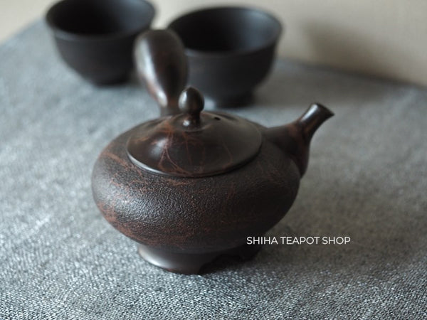 KOSHIN  Black Red Marble Seaweed Teapot & Cups Set (Pine Tree Texture）KS8