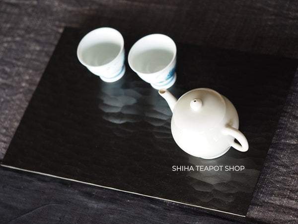 Wabisabi Urushi Lacquer Hand Carved Black Tea Tray Board (lines & ripple) 2 pcs