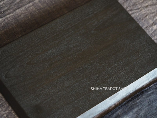 Wabisabi Urushi Lacquer Hand Carved Black Tea Tray Board (lines & ripple) 2 pcs