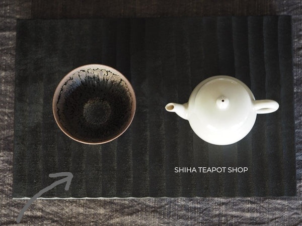 Wabisabi Urushi Lacquer Hand Carved Black Tea Tray Board (lines & ripple) 2 pcs