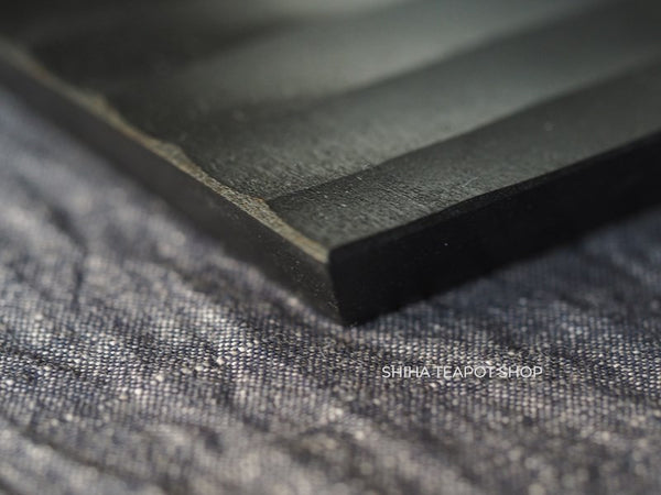 Wabisabi Urushi Lacquer Hand Carved Black Tea Tray Board (lines & ripple) 2 pcs