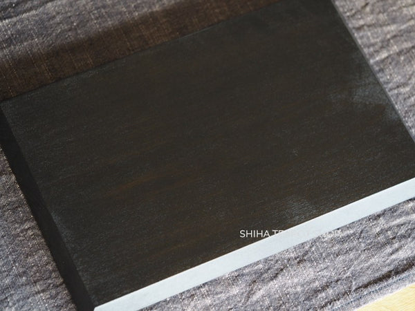 Wabisabi Urushi Lacquer Hand Carved Black Tea Tray Board (lines & ripple) 2 pcs