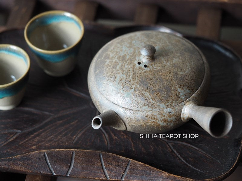 YOKEI MIZUNO YK21 Flat Mogake Seaweed Tokoname Kyusu Teapot  水野陽景藻掛