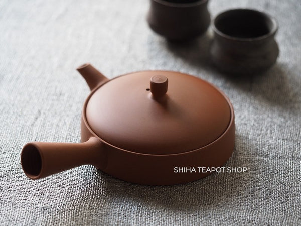 Ito Seiji (JINSHU)  Red Clay Flat  Tokoname Kyusu Teapot Unglazed (Wood Box ) JN59