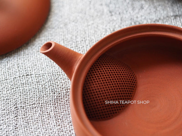 Ito Seiji (JINSHU)  Red Clay Flat  Tokoname Kyusu Teapot Unglazed (Wood Box ) JN59