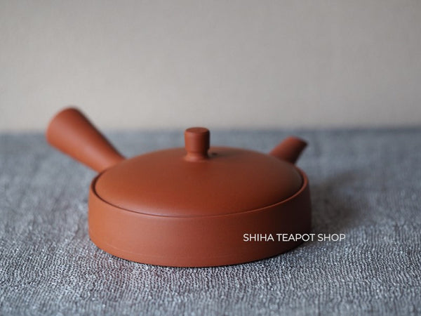 Ito Seiji (JINSHU)  Red Clay Flat  Tokoname Kyusu Teapot Unglazed (Wood Box ) JN59