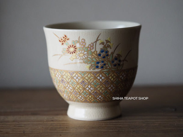 Satsuma Yunomi Tea Cup Handpaing Flower (Pair)