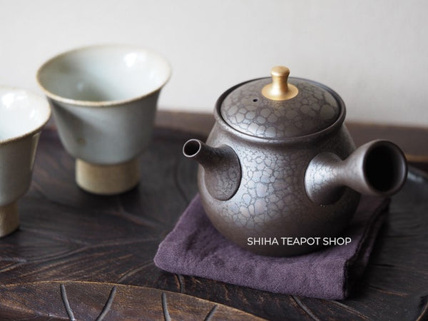 SHORYU Oil Drop Pattern Gold knob Small Teapot 昭龍油滴