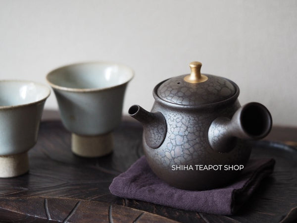SHORYU Oil Drop Pattern Gold knob Small Teapot 昭龍油滴