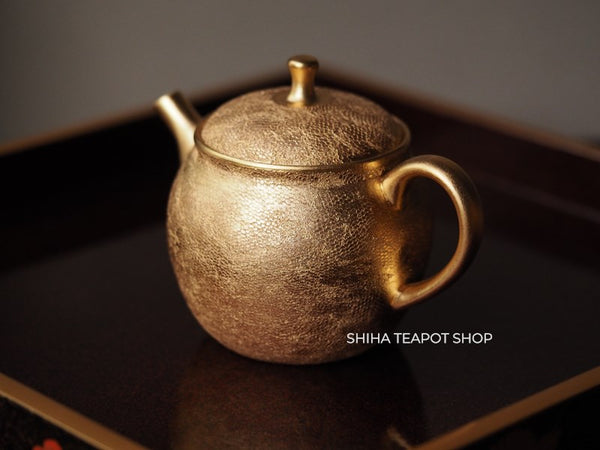 Shoryu- Umehara Shoji Gold and Mesh Kyusu Back Handle Teapot SRK90