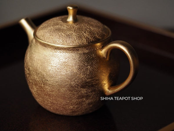 Shoryu- Umehara Shoji Gold and Mesh Kyusu Back Handle Teapot SRK90