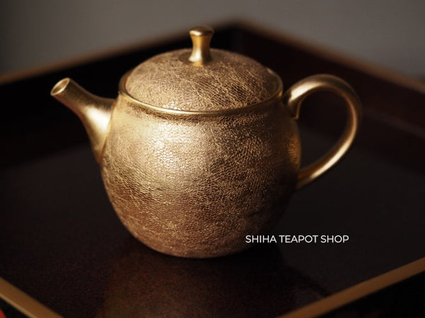 Shoryu- Umehara Shoji Gold and Mesh Kyusu Back Handle Teapot SRK90