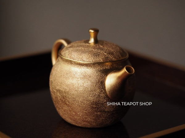 Shoryu- Umehara Shoji Gold and Mesh Kyusu Back Handle Teapot SRK90