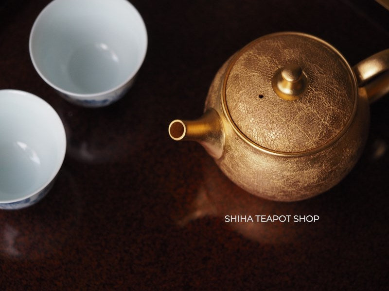 Shoryu- Umehara Shoji Gold and Mesh Kyusu Back Handle Teapot SRK90