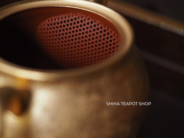 Shoryu- Umehara Shoji Gold and Mesh Kyusu Back Handle Teapot SRK90