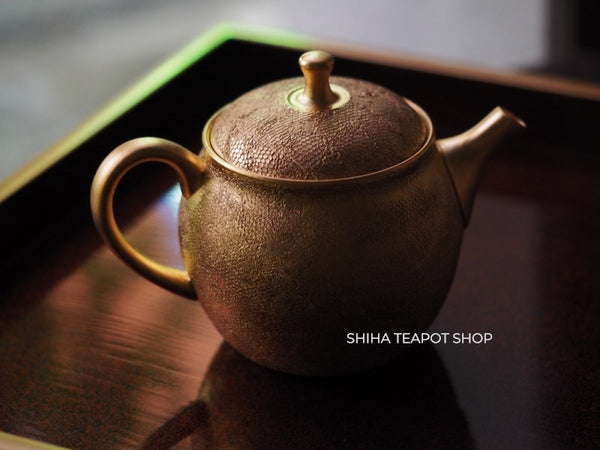 Shoryu- Umehara Shoji Gold and Mesh Kyusu Back Handle Teapot SRK90