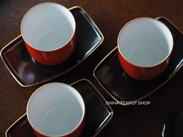Japanese Porcelain Sencha Cup by Fukagawa Seiji – Guest Tea Cup with Lid & Saucer