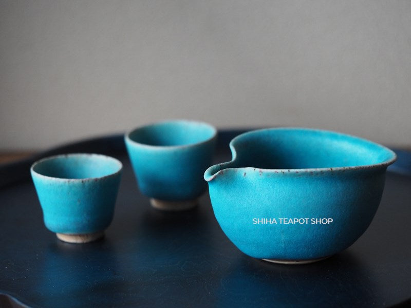 Tokoname Sou Yamada BLUE Yuzamashi Tea cup Set 山田想 YS003