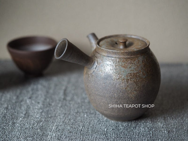 YOKEI MIZUNO YK43 Nanban Hidasuki Mogake Seaweed Tall Kyusu Teapot  水野陽景藻掛