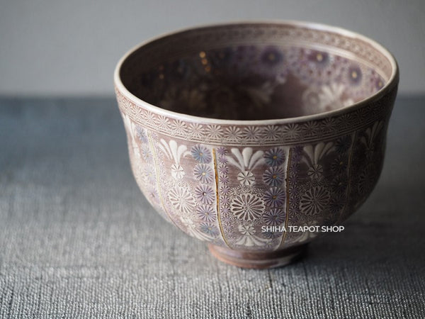 Matcha Bowl Proper Japanese Tea Ceremony Chawan Purple Mishima Pattern 抹茶碗