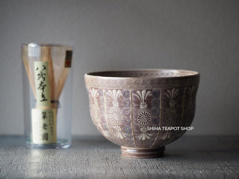 Matcha Bowl Proper Japanese Tea Ceremony Chawan Purple Mishima Pattern 抹茶碗