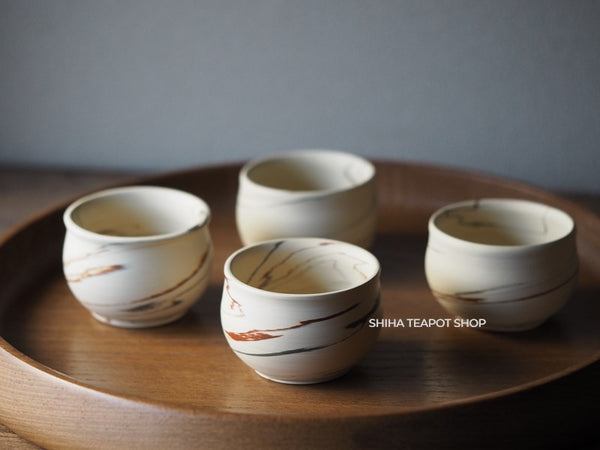 Kenji White Clay Small Teacup Mix Marble Clay (4pcs)