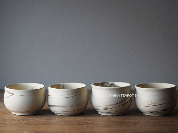 Kenji White Clay Small Teacup Mix Marble Clay (4pcs)